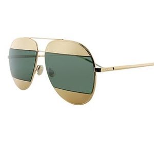 DIOR SPLIT Gold & Green Stripe Aviator Sunglasses